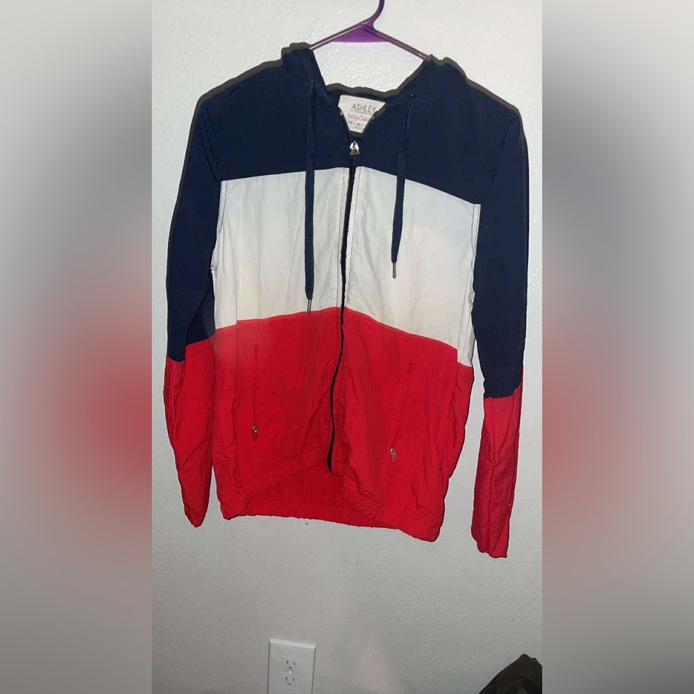 Colorblock Hoodie in Red, White, and Blue